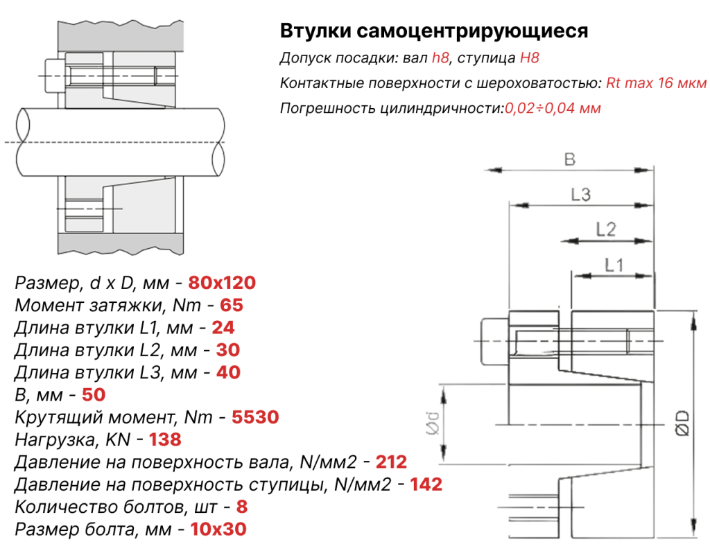 Чертеж втулка зажимная ВК13 80х120